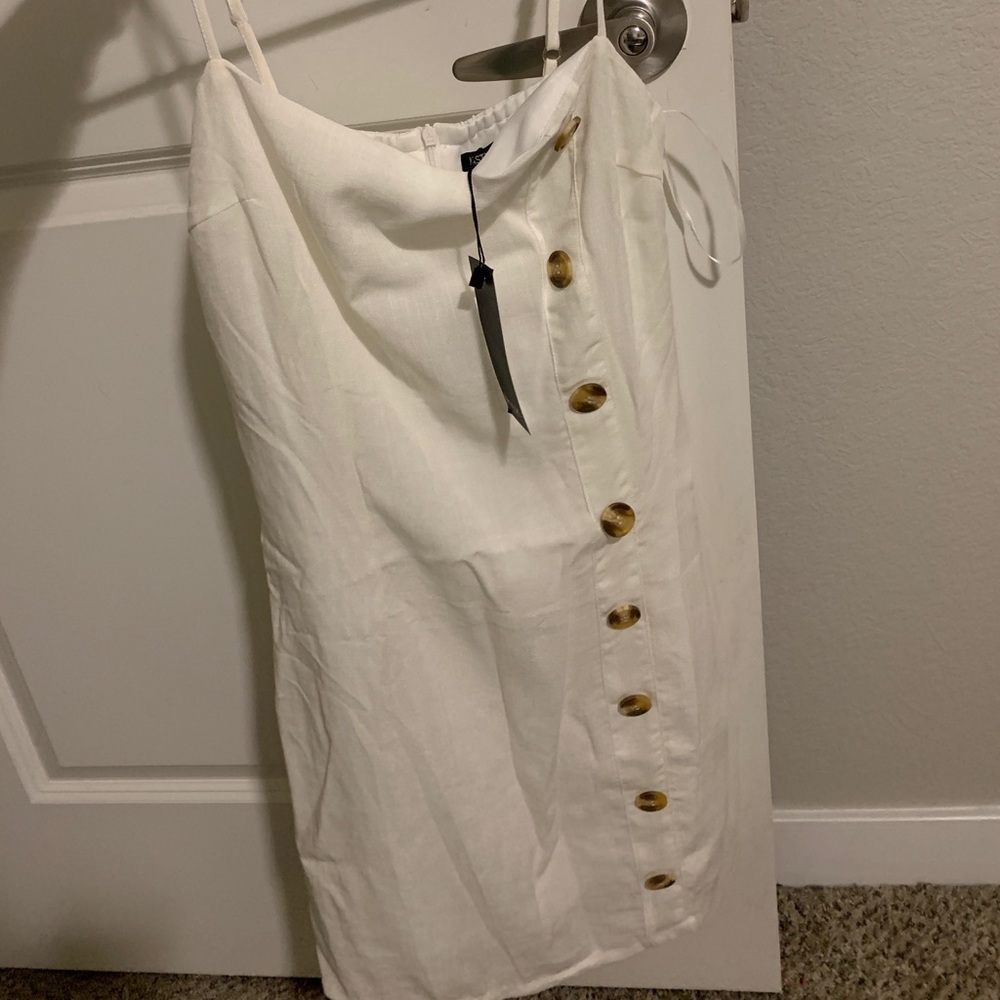 NastyGal White Button Down Dress